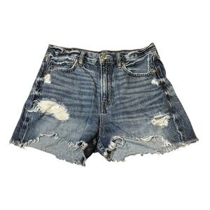 American Eagle Distressed Denim Shorts Sz 4 High Rise Raw Hem